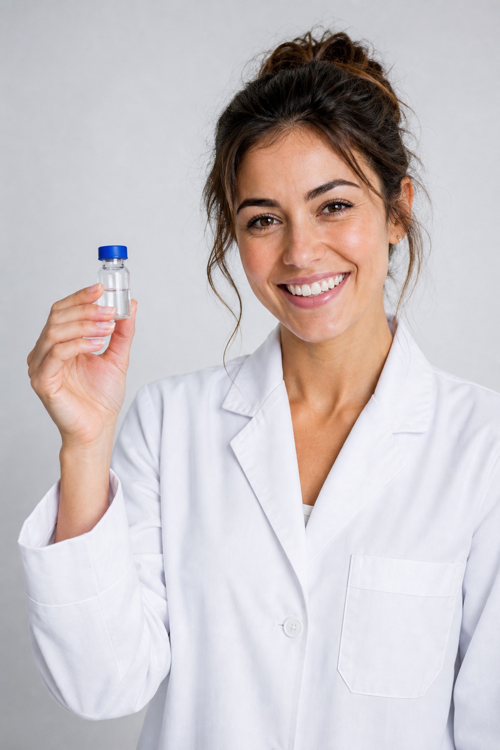 Researcher with vial